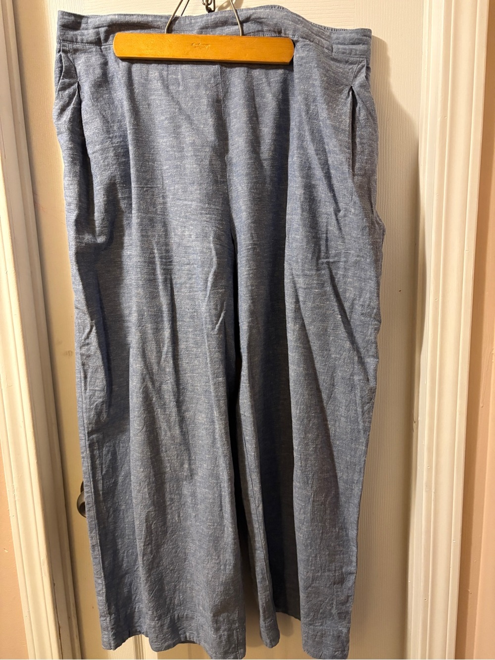 Joe Fresh Linen Blend Blue Wide-Leg Pants